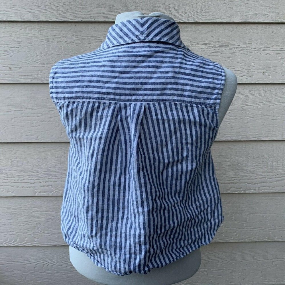 🔥SOLD🔥Faherty Marley Cropped Shirt Top Sleeveless - Picture 3 of 6